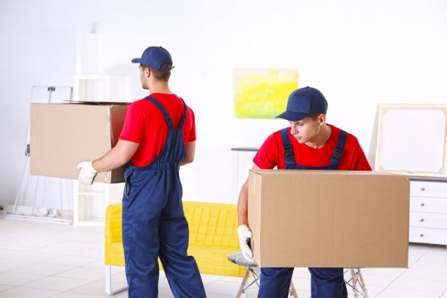 Student removals team loading boxes for a Harlington move