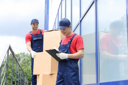 Removal van service operating in Harlington residential street