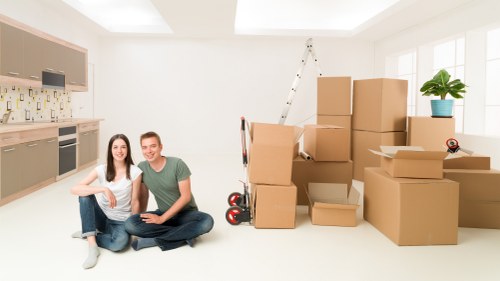 Office furniture and equipment prepared for a Harlington commercial move
